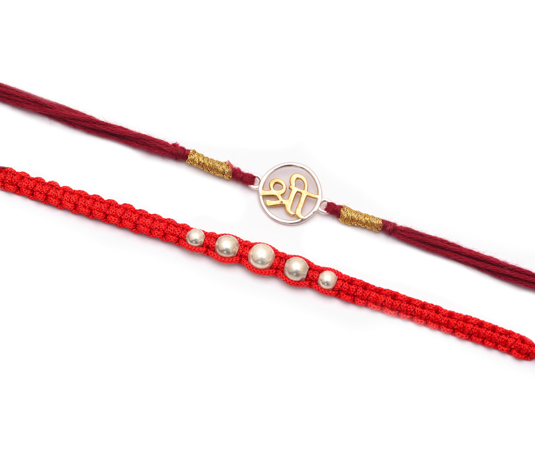 Holy Shree And Bracelet Silver Rakhi