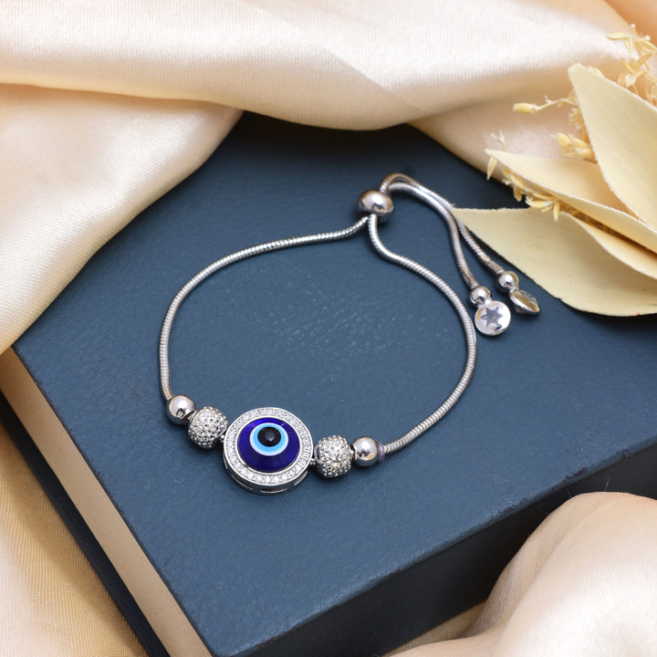 Pure 925 Silver Evil Eye Charm Bracelet for Women