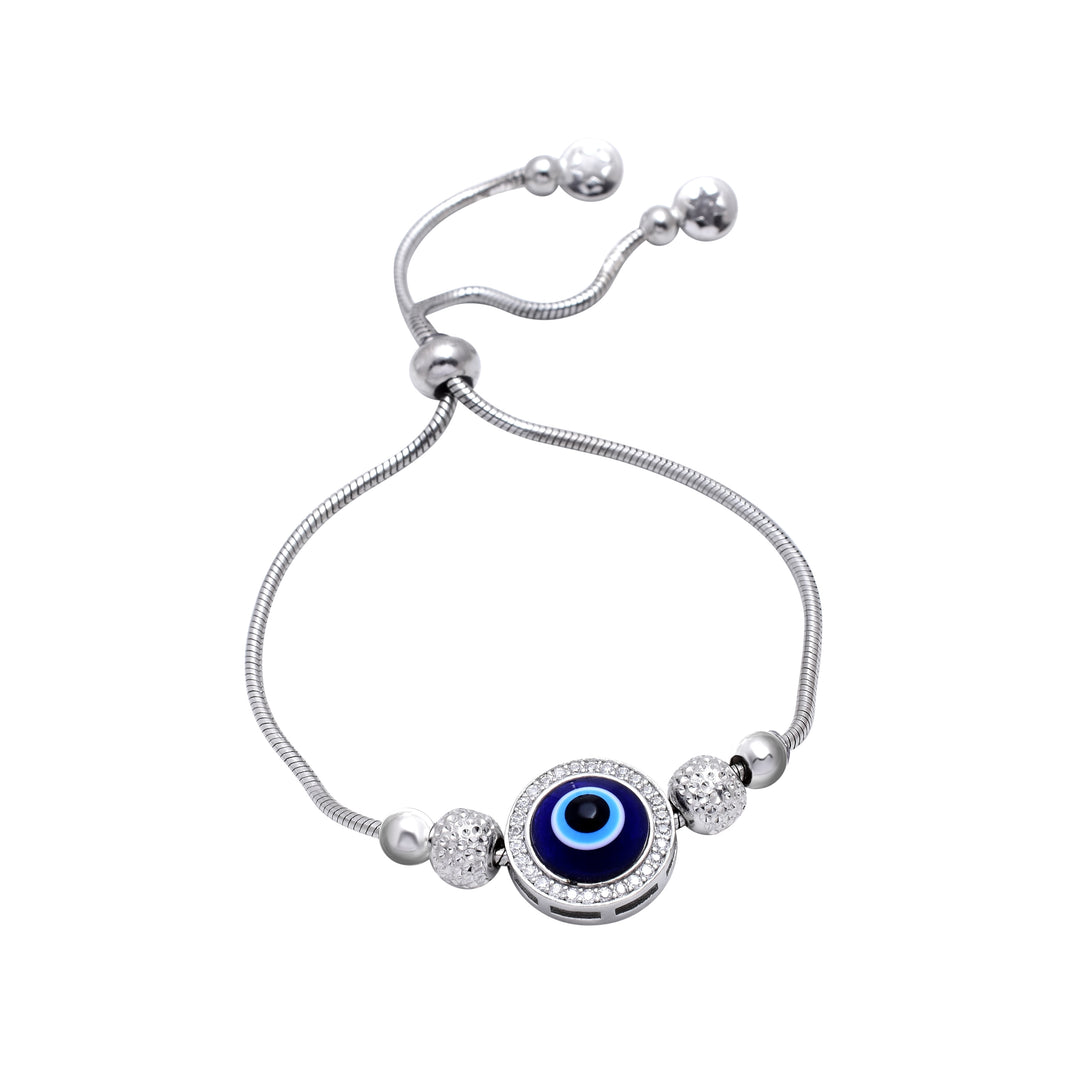 Pure 925 Silver Evil Eye Charm Bracelet for Women