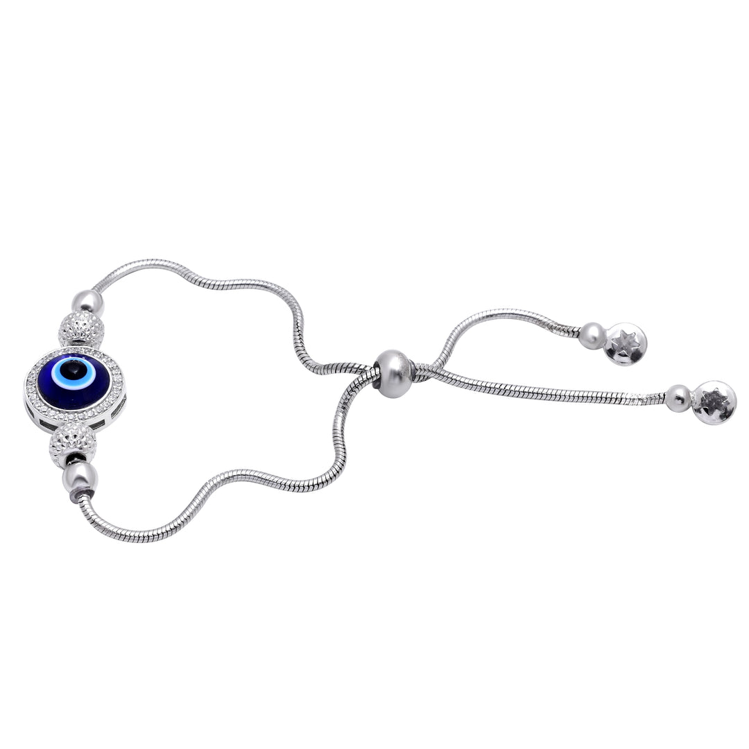 Pure 925 Silver Evil Eye Charm Bracelet for Women