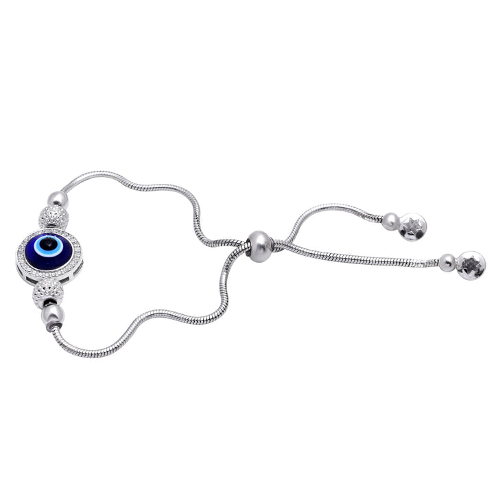 Pure 925 Silver Evil Eye Charm Bracelet for Women