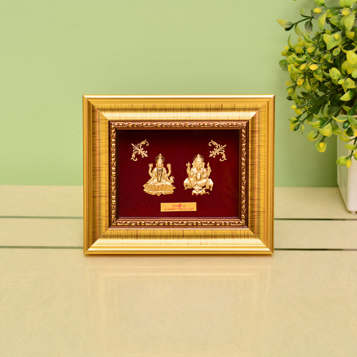 Shri Ganesh & Lakshmi 24kt Gold-Plated Frame