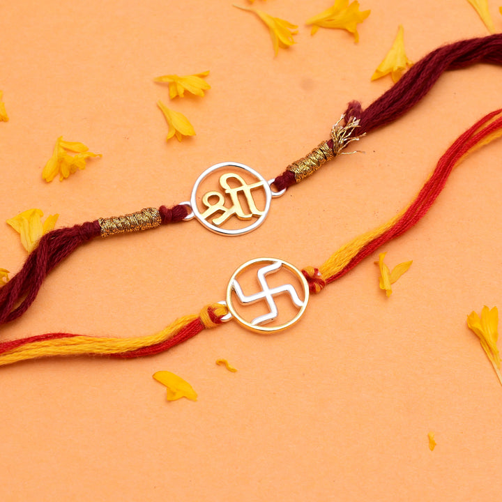 Pure Swastik And Shree Silver Rakhi