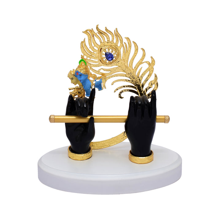 24k Gold Plated Krishna Hand with Flute Figurine