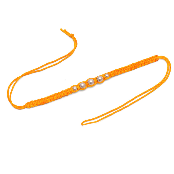 Yellow Thread Silver Pearl Rakhi