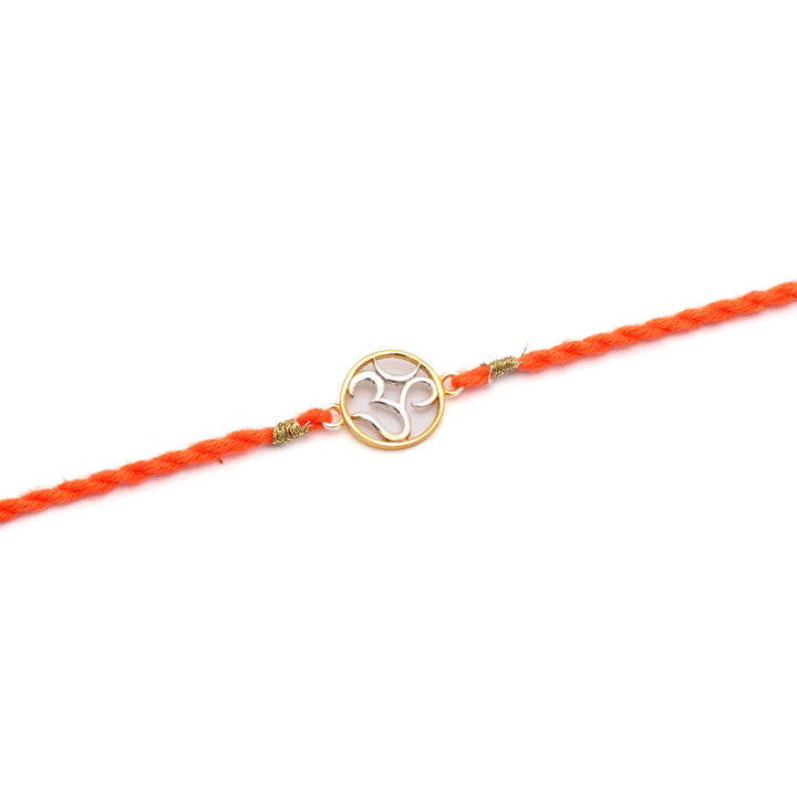 Divine Silver Om And Lumba Rakhi For Bhaiya Bhabhi