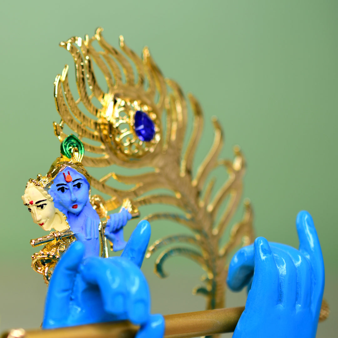 24k Gold Plated Krishna Hand with Flute Statue