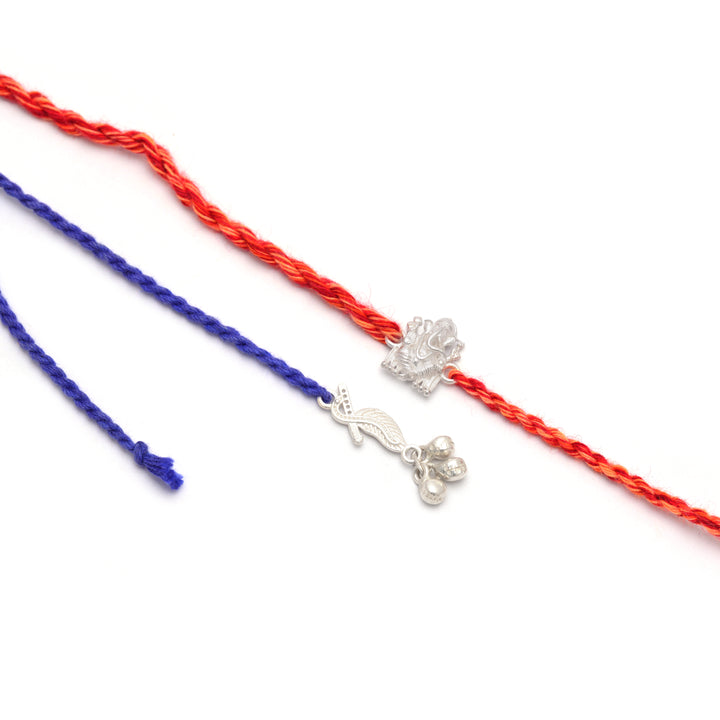 Traditional Ganesh Ji And Lumba Silver Rakhi