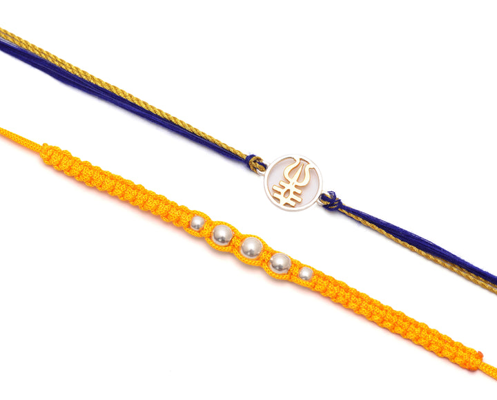 Traditional Combo Silver Rakhi With Coin