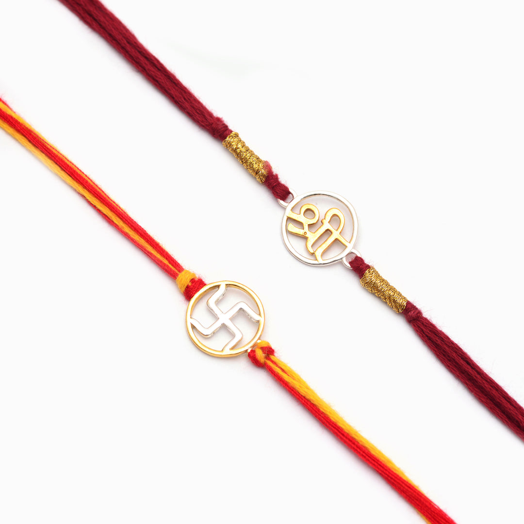 Pure Swastik And Shree Silver Rakhi