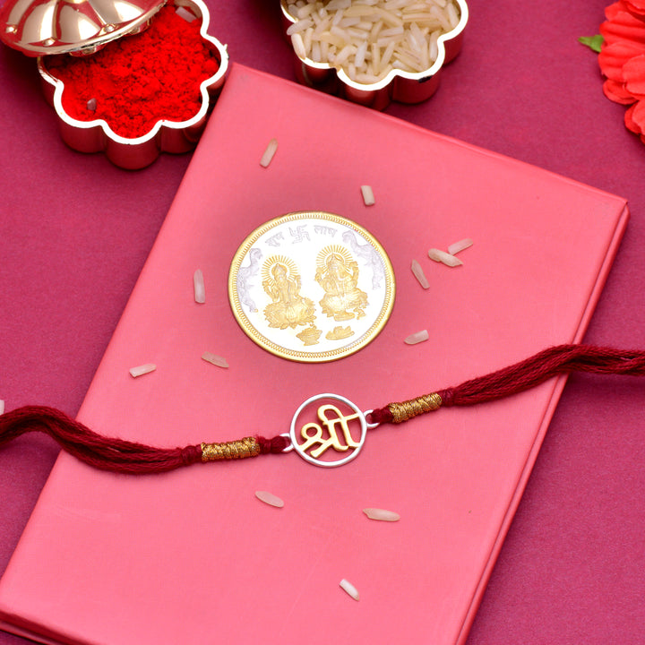 Beautiful Shree Silver Rakhi With Coin