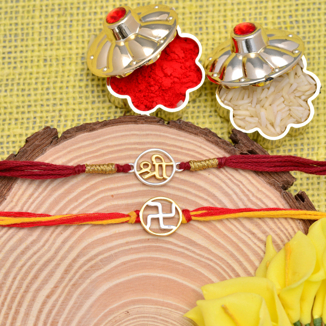 Pure Swastik And Shree Silver Rakhi