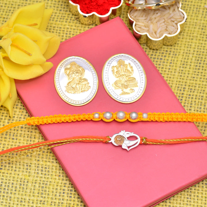 Lord Ganesh Ji Rakhi With Bracelet Silver Rakhi