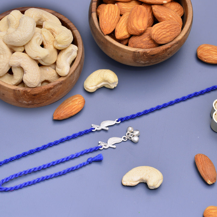 Traditional Combo Silver Rakhi With Dry Fruits