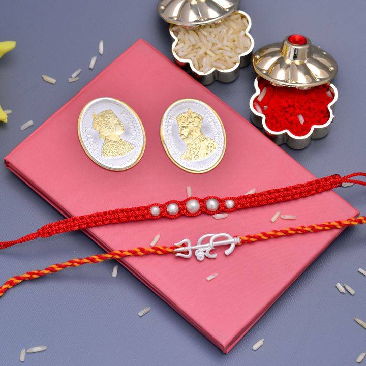 Combo Silver Rakhi With Coin