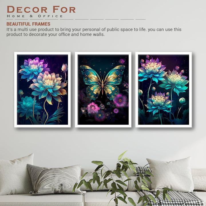 Shining Butterfly And Flower Wall Art