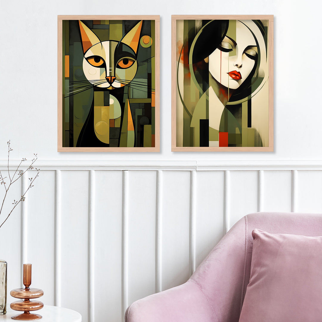 Cat And Girl Wall Art