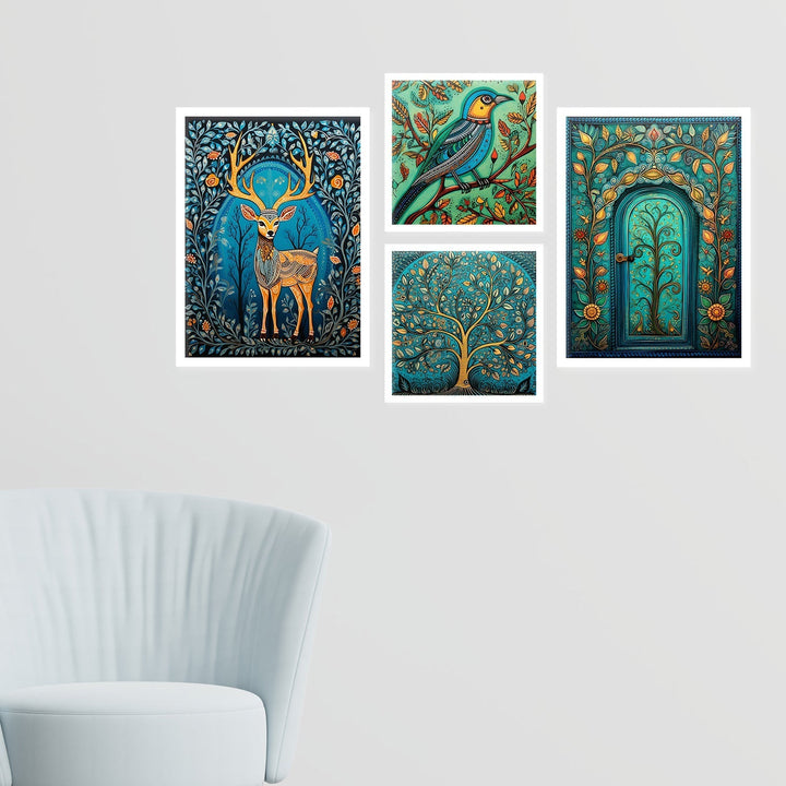 Deer And Bird Wall Painting