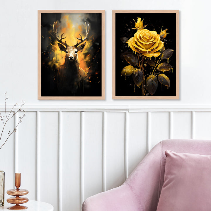 Golden Rose With Swamp Deer