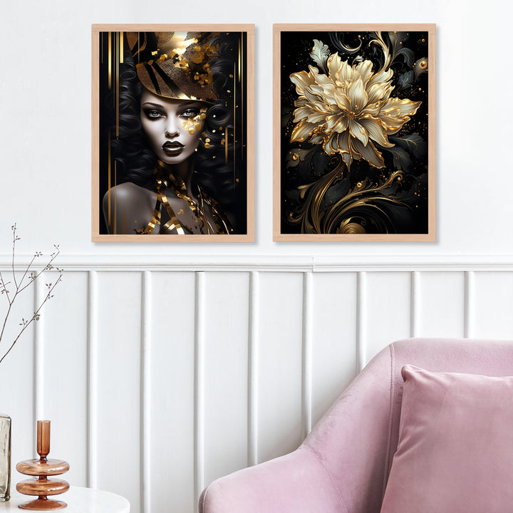 Brown Framed Golden Painting