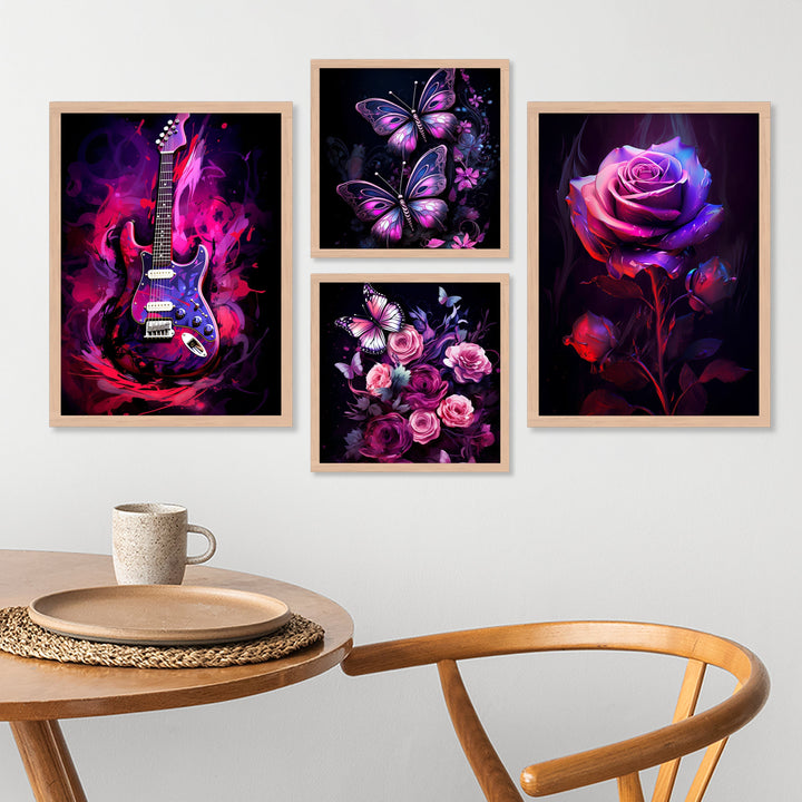 Purple Rose And Guitar