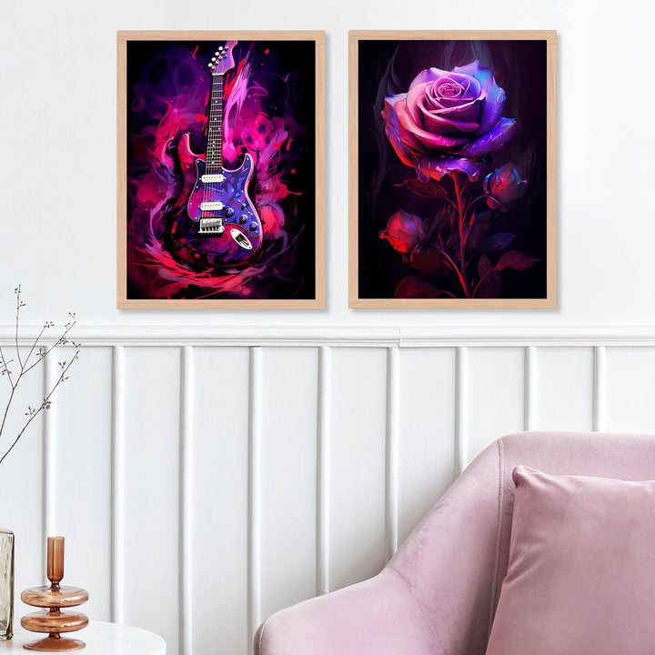 Purple Rose And Guitar