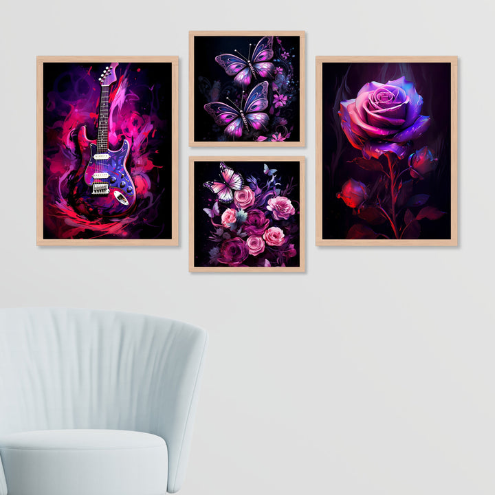 Purple Rose And Guitar